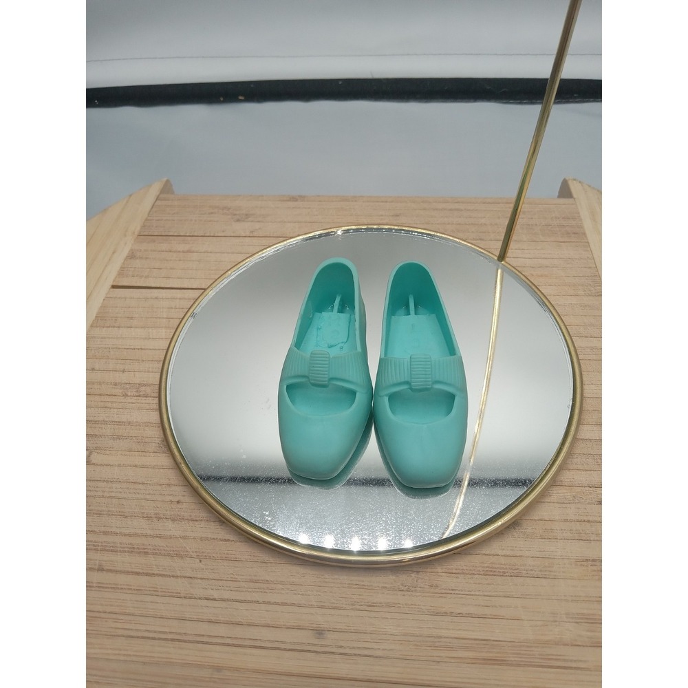 Vintage Ideal Crissy Doll Aqua Turquoise Blue‎ Bow Flat Shoes Has SPOT Some Wear